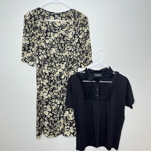 The Kooples Lot of 2 Black and Cream Dress and Black Lace Blouse size Small